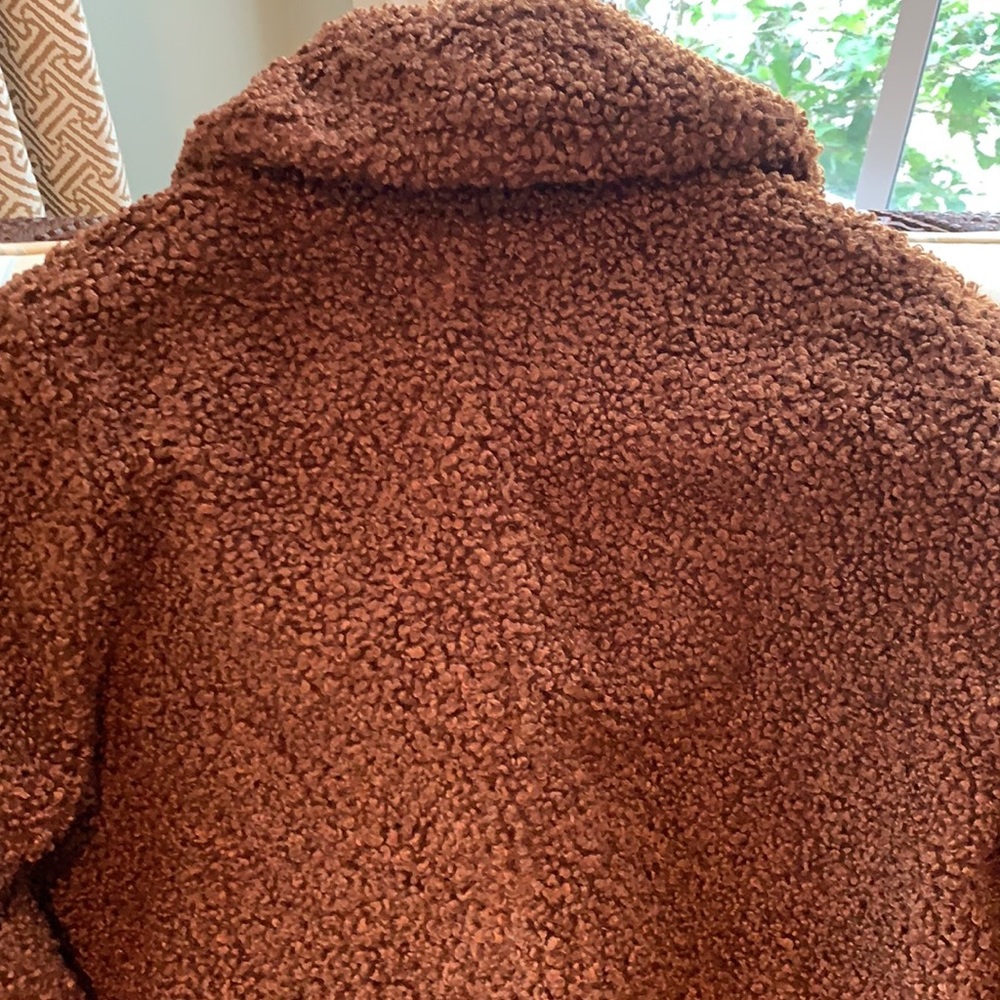 BOOHOO BONDED DOUBLE BREASTED FAUX FUR TEDDY COAT IN CHOCOLATE SIZE 6 - Picture 10 of 16